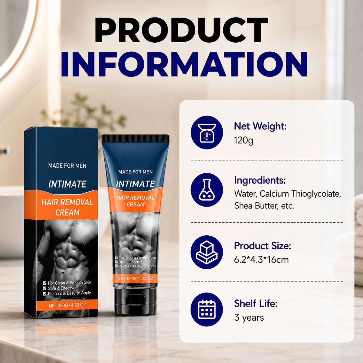 🔥 LAST DAY 60% OFF 🔥 Men's Intimate Hair Removal Cream 💪 Remove Hair Fast, Stay Smooth