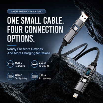 4-in-1 Digital Display Keychain Charging Cable