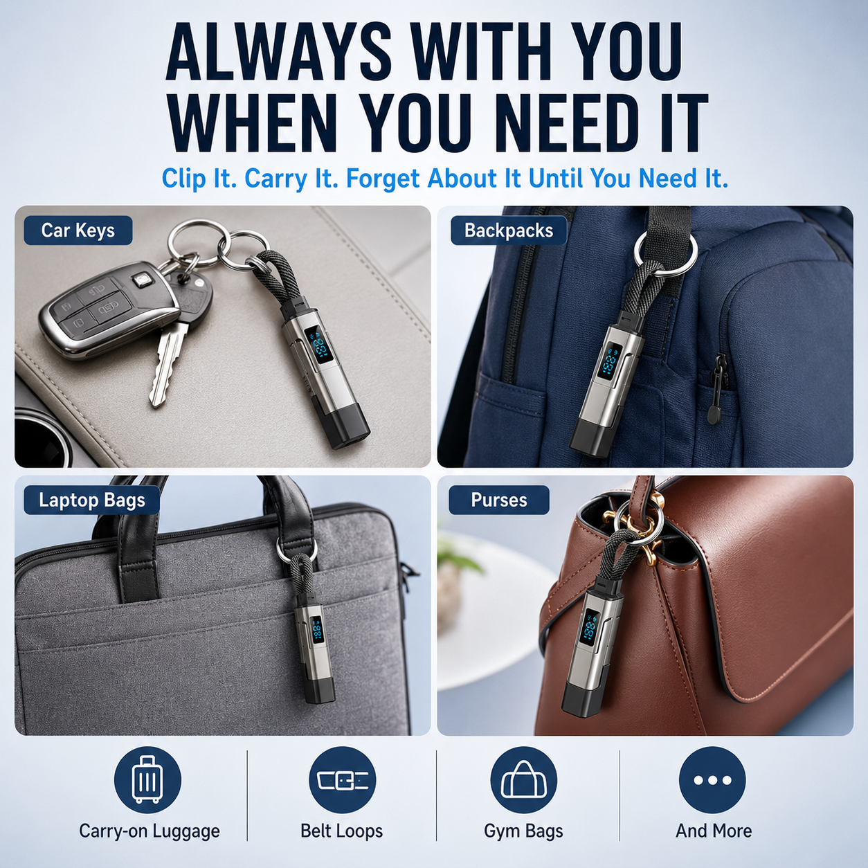 4-in-1 Digital Display Keychain Charging Cable