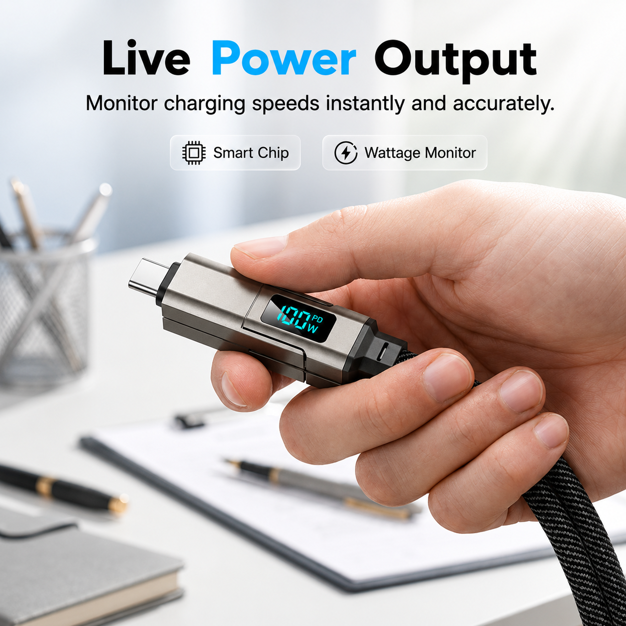 4-in-1 Digital Display Keychain Charging Cable