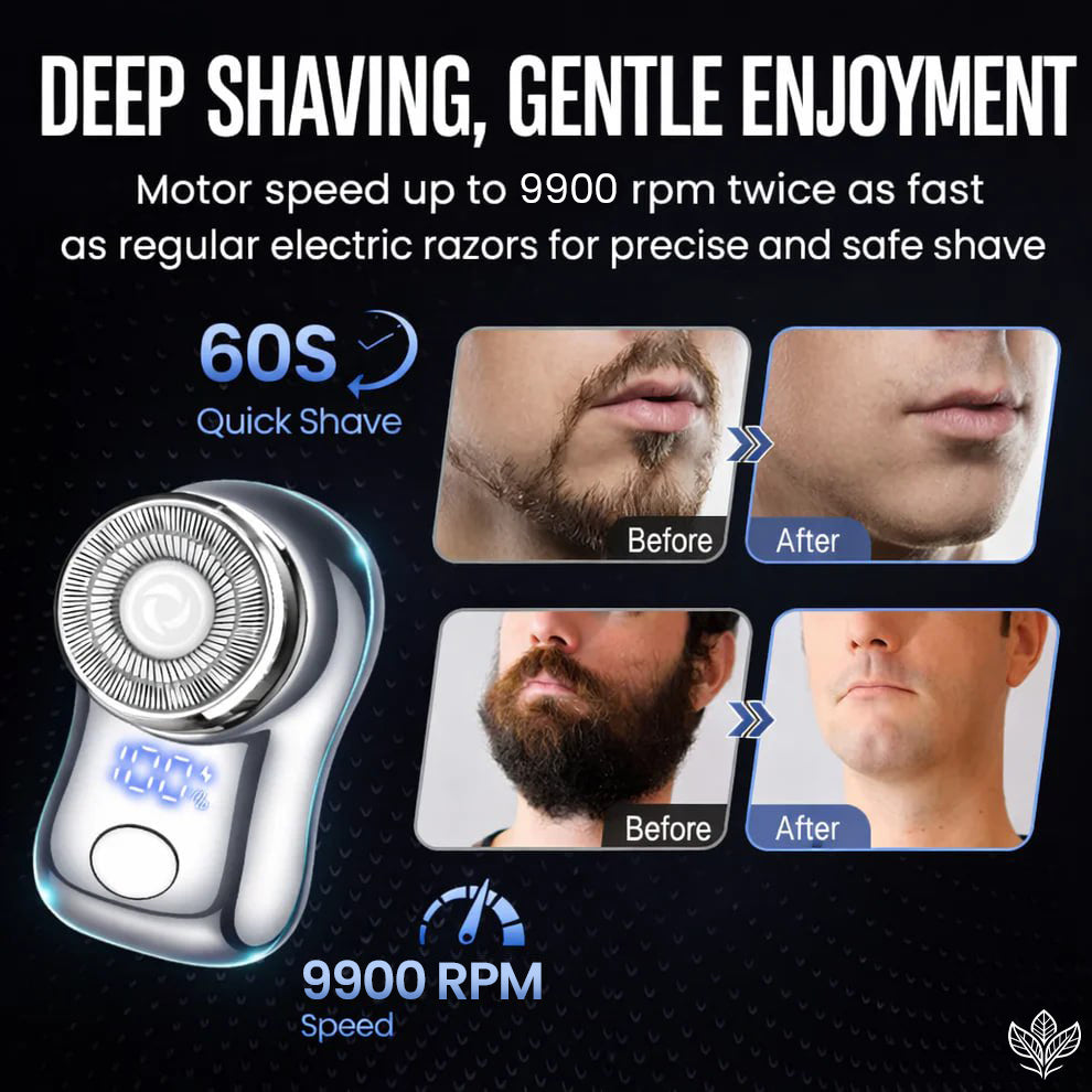 EXCLUSIVE 70% OFF + FREE GIFT 🔥 2026 UPGRADED Mini-Shave Portable Electric Shaver | 1M+ Sold Worldwide 🏆 9,900RPM Power | LED Battery Display | IPX7 Wet & Dry Use