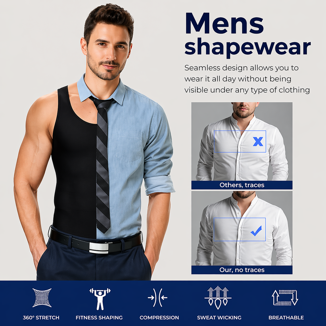 ⏰ SALE 60% OFF 🔥Men's Slimming Compression Vest for Abdomen and Waist Control