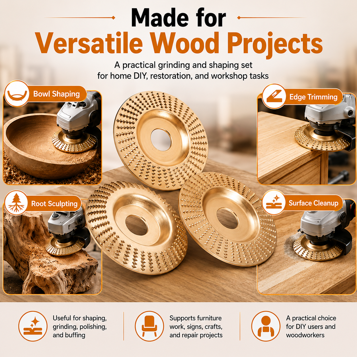 Angle Grinder Wood Shaping Disc