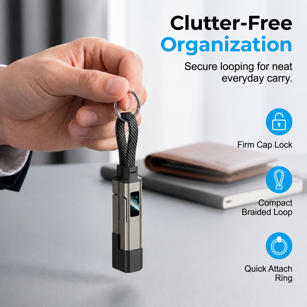 4-in-1 Digital Display Keychain Charging Cable
