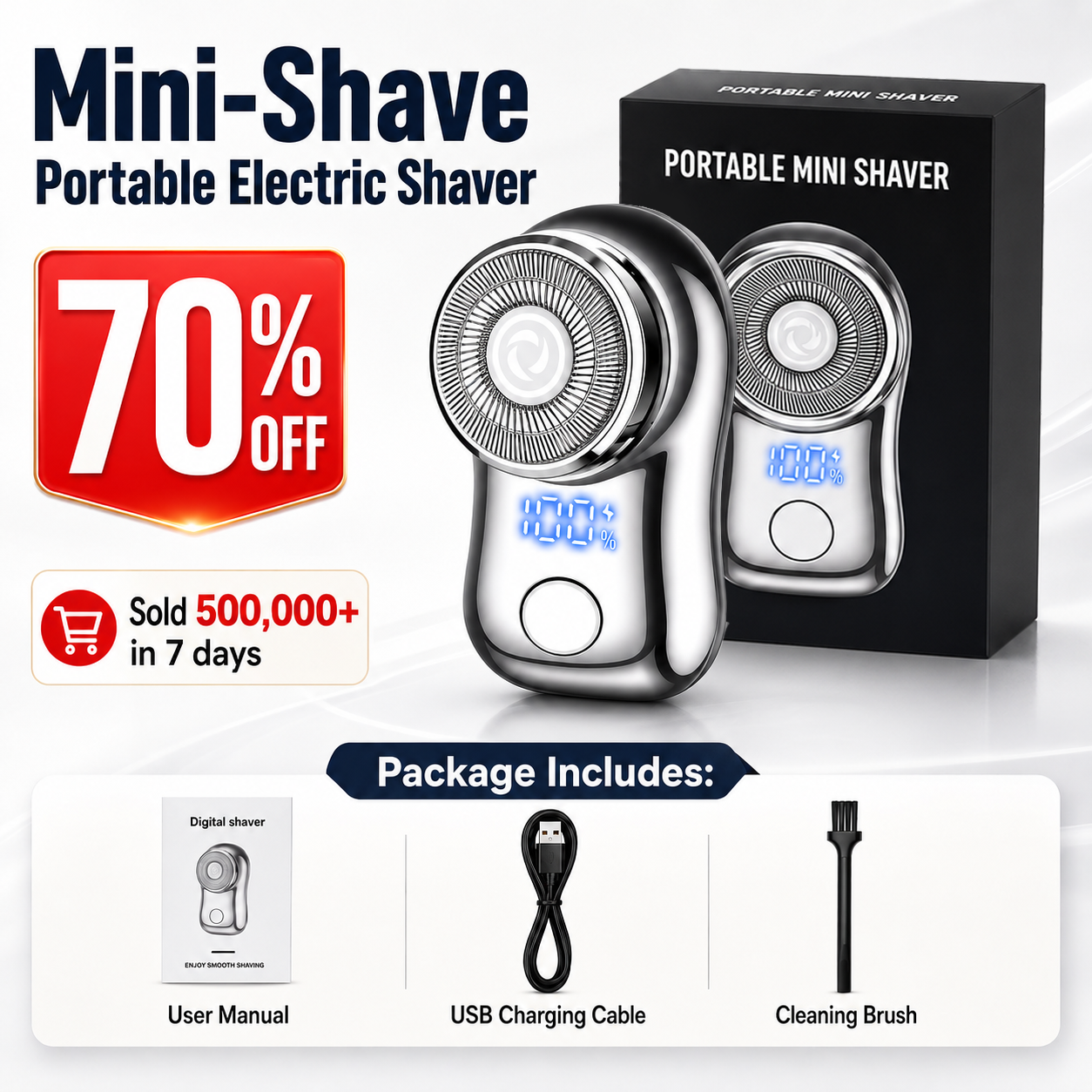 EXCLUSIVE 70% OFF + 🎁🪒 2026 VERSION Mini-Shave Portable Electric Shaver | 3M+ Sold Worldwide🏆9,900RPM Power | 120-Min Runtime | IPX7 Wet & Dry Use