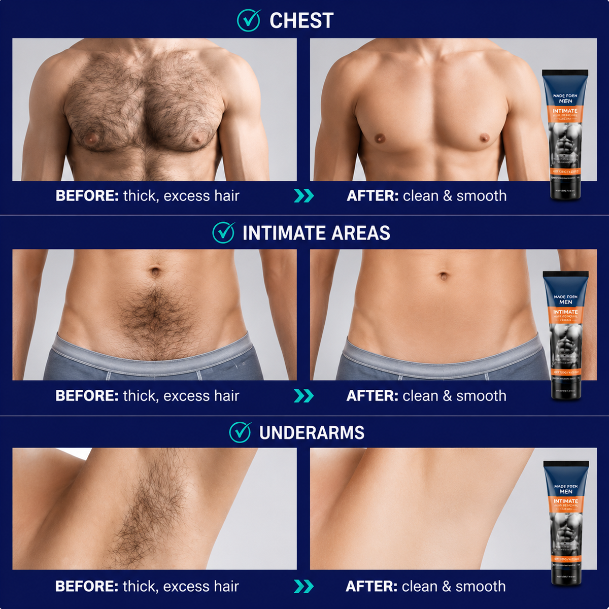 🔥 LAST DAY 60% OFF 🔥 Men's Intimate Hair Removal Cream 💪 Remove Hair Fast, Stay Smooth