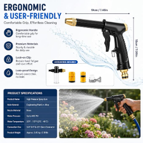 EXCLUSIVE DEAL 60% OFF⏳2026 Upgraded Heavy Duty Car Wash Water Gun🚀High-Pressure Boost | 360° Adjustable | Heavy-Duty Metal Body