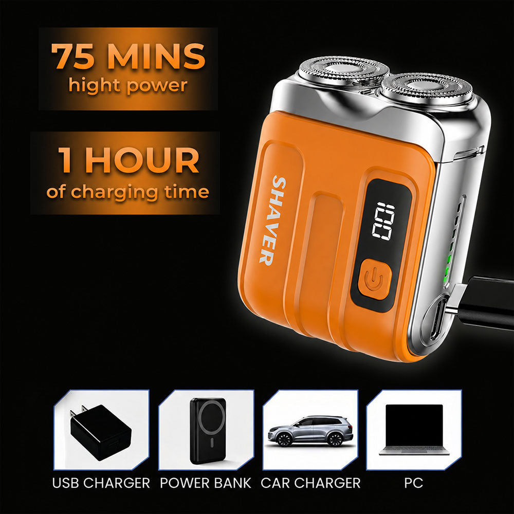 ⏰ MEGA SALE 70% OFF + FREE GIFT🔥2026 NEW Portable Mini Rotary Electric Shaver|1M+ Sold Worldwide 🏆| 9000RPM Magnetic Dual-Head |Rechargeable IPX7 Waterproof Wet/Dry