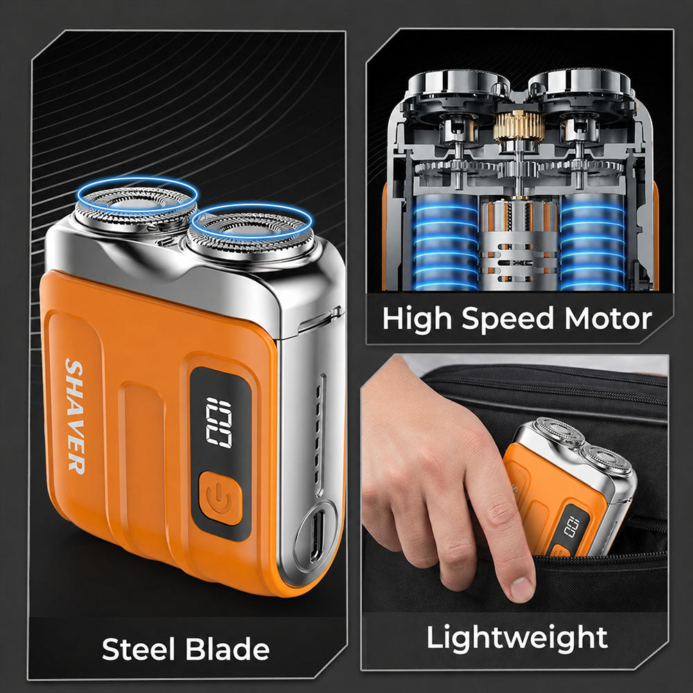 ⏰ MEGA SALE 70% OFF + FREE GIFT🔥2026 NEW Portable Mini Rotary Electric Shaver|1M+ Sold Worldwide 🏆| 9000RPM Magnetic Dual-Head |Rechargeable IPX7 Waterproof Wet/Dry