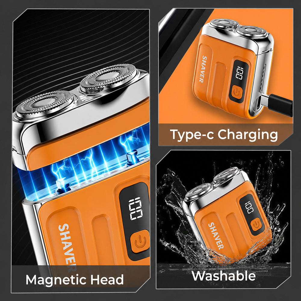 ⏰ MEGA SALE 70% OFF + FREE GIFT🔥2026 NEW Portable Mini Rotary Electric Shaver|1M+ Sold Worldwide 🏆| 9000RPM Magnetic Dual-Head |Rechargeable IPX7 Waterproof Wet/Dry