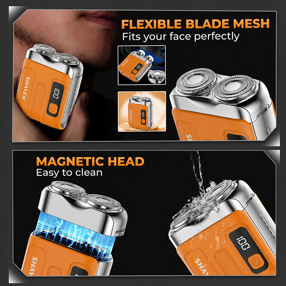 ⏰ MEGA SALE 70% OFF + FREE GIFT🔥2026 NEW Portable Mini Rotary Electric Shaver|1M+ Sold Worldwide 🏆| 9000RPM Magnetic Dual-Head |Rechargeable IPX7 Waterproof Wet/Dry