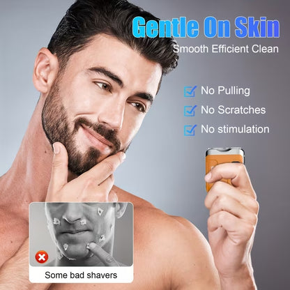 ⏰ 60% OFF + FREE GIFT 🔥 Men's Portable Mini Rotary Electric Shaver, 2026 Upgraded Rechargeable Wet/Dry Shaver