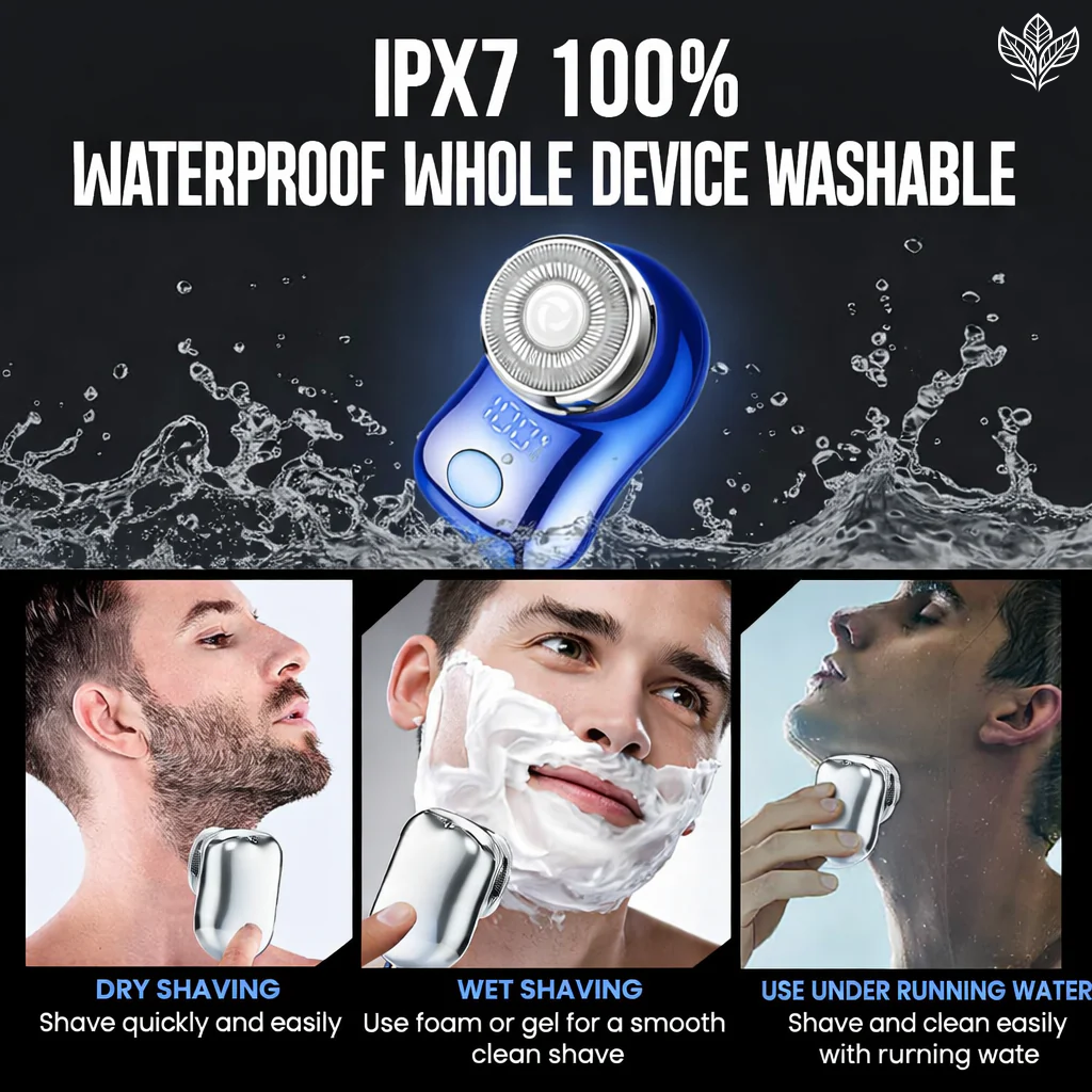 EXCLUSIVE 70% OFF + FREE GIFT 🔥 2026 UPGRADED Mini-Shave Portable Electric Shaver | 1M+ Sold Worldwide 🏆 9,900RPM Power | LED Battery Display | IPX7 Wet & Dry Use