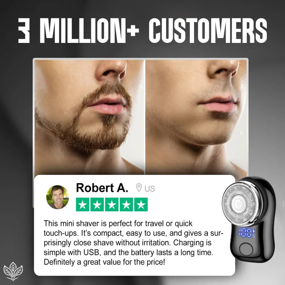 EXCLUSIVE 70% OFF + 🎁🪒 2026 VERSION Mini-Shave Portable Electric Shaver | 3M+ Sold Worldwide🏆9,900RPM Power | 120-Min Runtime | IPX7 Wet & Dry Use