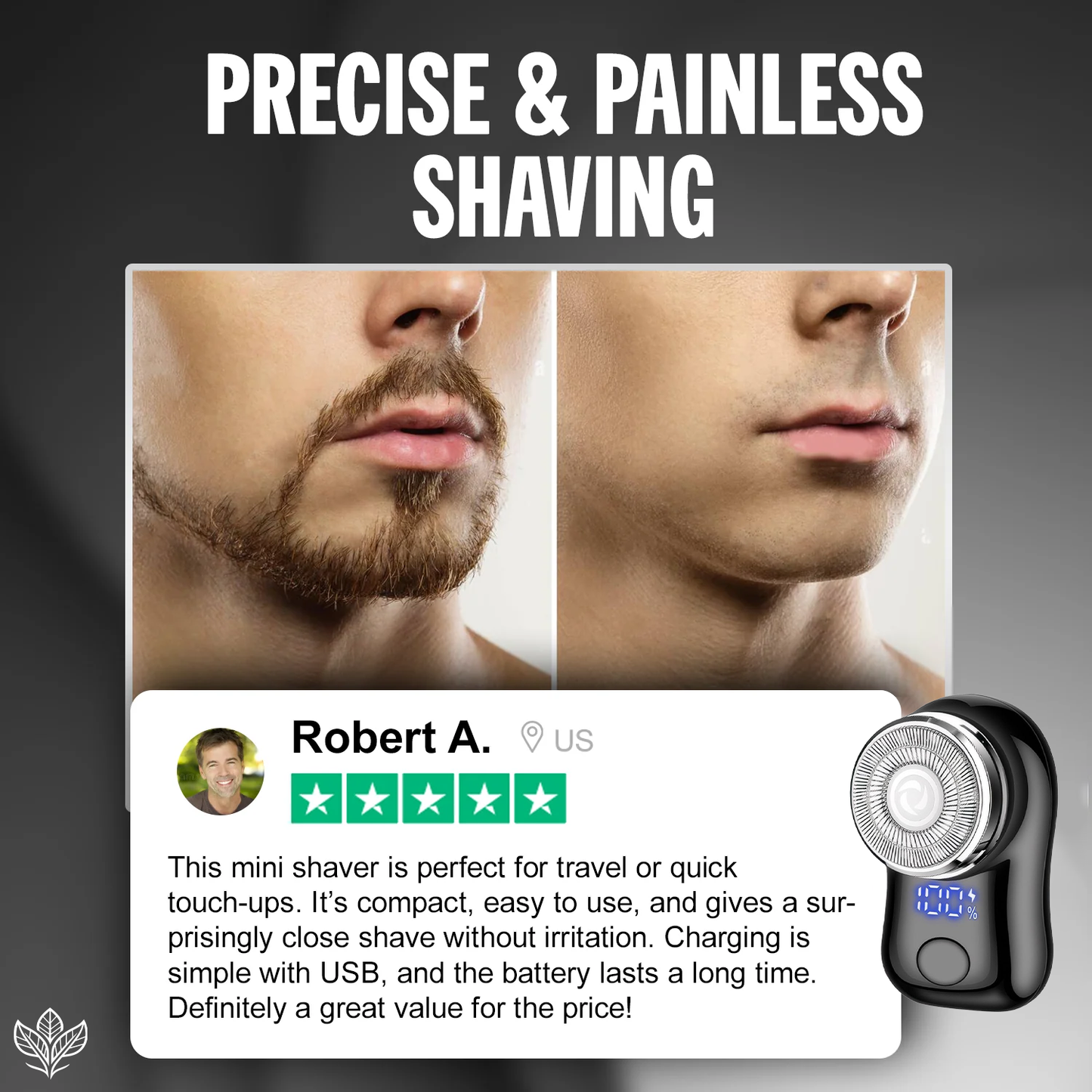 EXCLUSIVE 70% OFF + FREE GIFT 🔥 2026 UPGRADED Mini-Shave Portable Electric Shaver | 1M+ Sold Worldwide 🏆 9,900RPM Power | LED Battery Display | IPX7 Wet & Dry Use