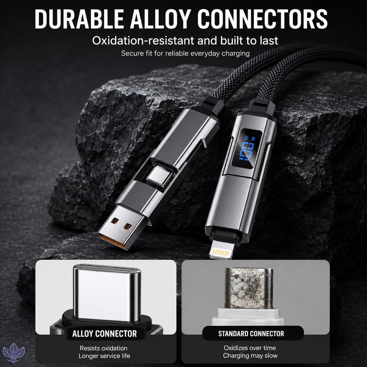 🔥SUMMER SALE 60% 💥 4-in-1 Digital Display Keychain Charging Cable - Ready For More Devices And More Charging Situations