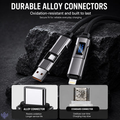 🔥SUMMER SALE 60% 💥 4-in-1 Digital Display Keychain Charging Cable - Ready For More Devices And More Charging Situations