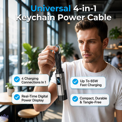 🔥SUMMER SALE 60% 💥 4-in-1 Digital Display Keychain Charging Cable - Ready For More Devices And More Charging Situations