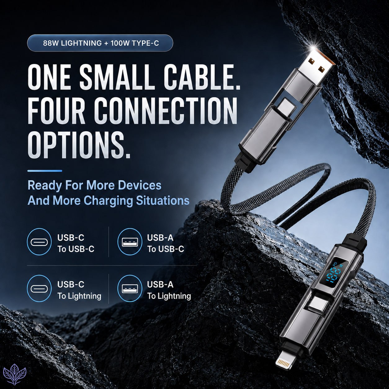 🔥SUMMER SALE 60% 💥 4-in-1 Digital Display Keychain Charging Cable - Ready For More Devices And More Charging Situations