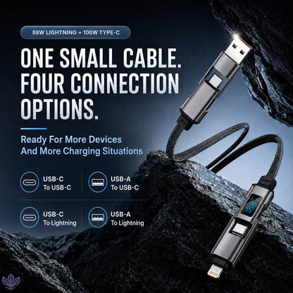 🔥SUMMER SALE 60% 💥 4-in-1 Digital Display Keychain Charging Cable - Ready For More Devices And More Charging Situations